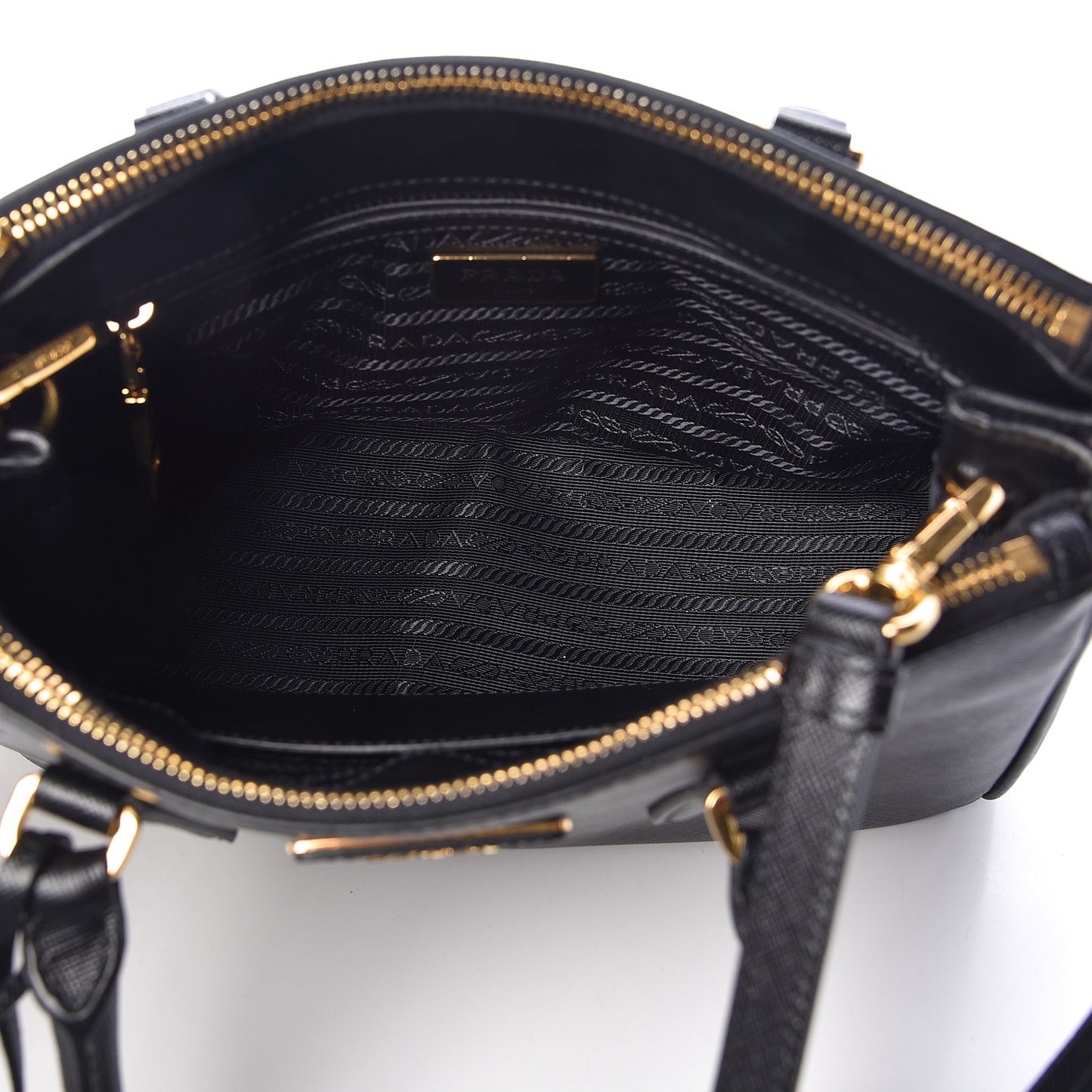 Saffiano Mini Galleria Double Zip Tote Black