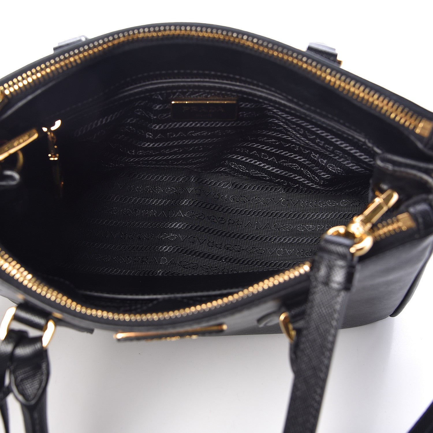 Prada Saffiano Mini Galleria Double Zip Tote Black 5 of 9
