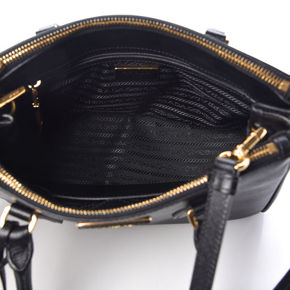 Prada Saffiano Mini Galleria Double Zip Tote Black 5 of 9