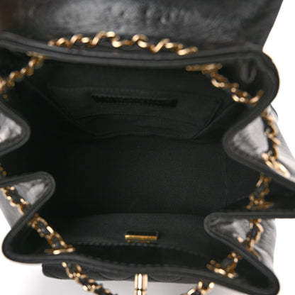 Chanel Glazed Aged Calfskin Quilted Small Duma Drawstring Backpack Black 5 of 11
