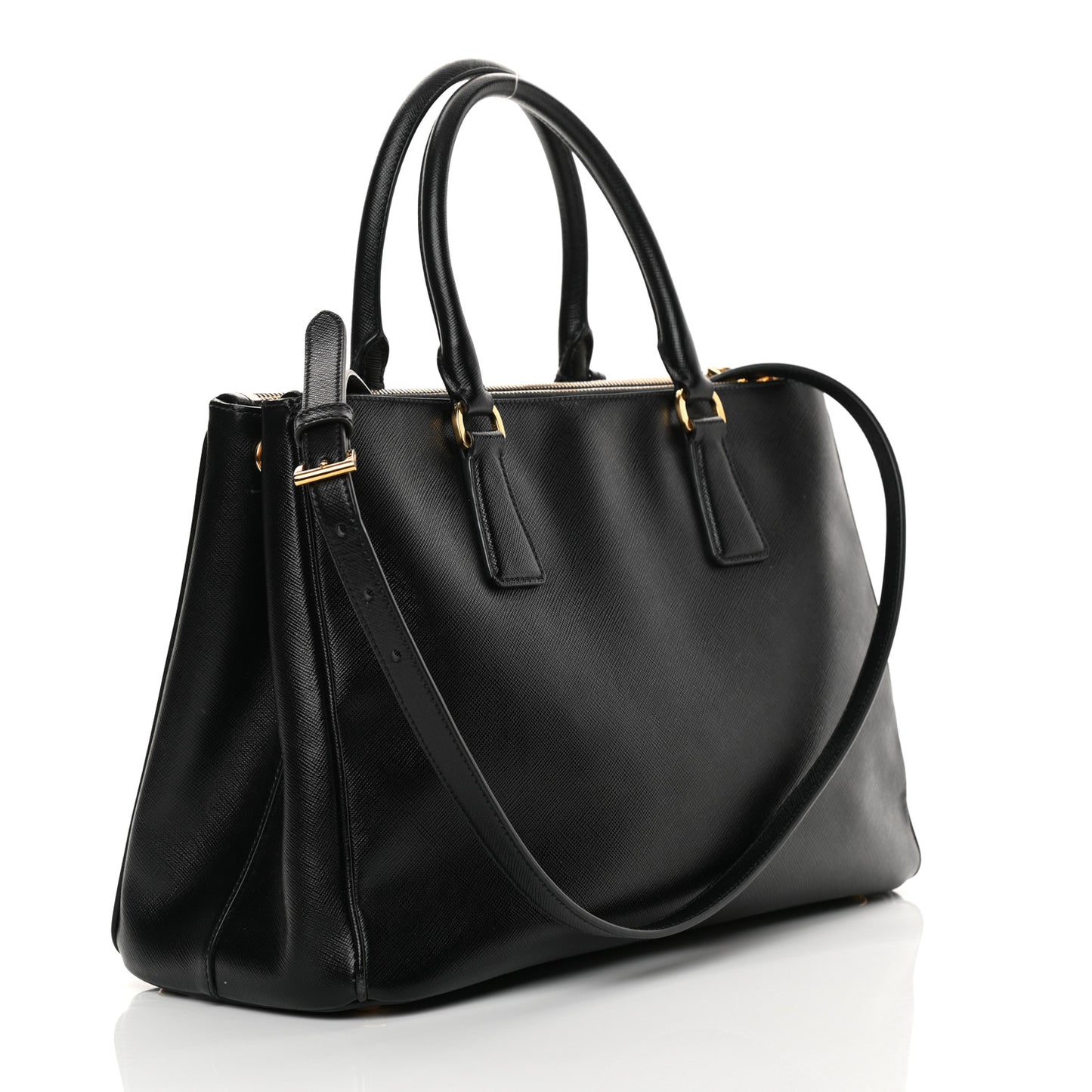 Saffiano Medium Galleria Double Zip Tote Black