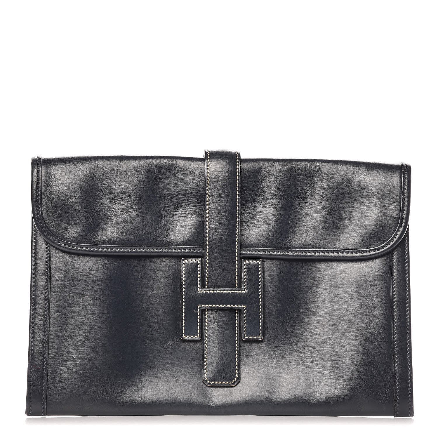 Hermes Box Calf Jige PM Clutch Bleu Marine 1 of 25