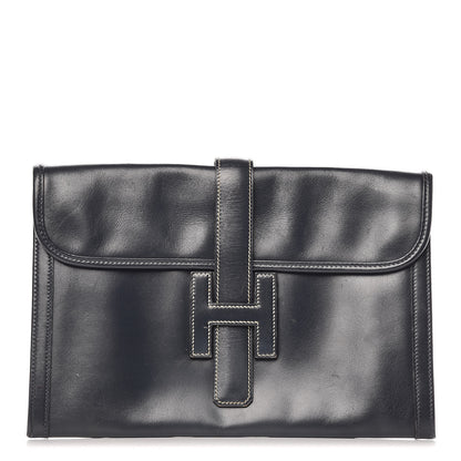 Hermes Box Calf Jige PM Clutch Bleu Marine 1 of 25