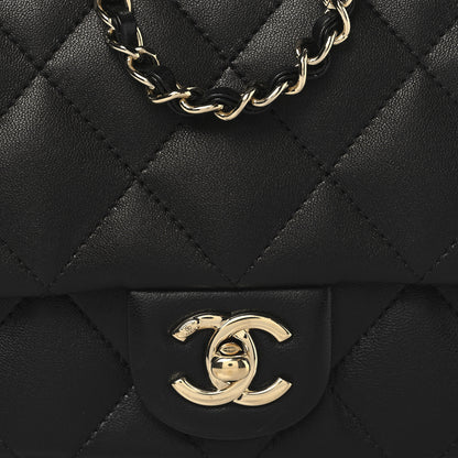 Chanel Lambskin Quilted Resin Pearl Chain Top Handle Flap Black 8 of 10