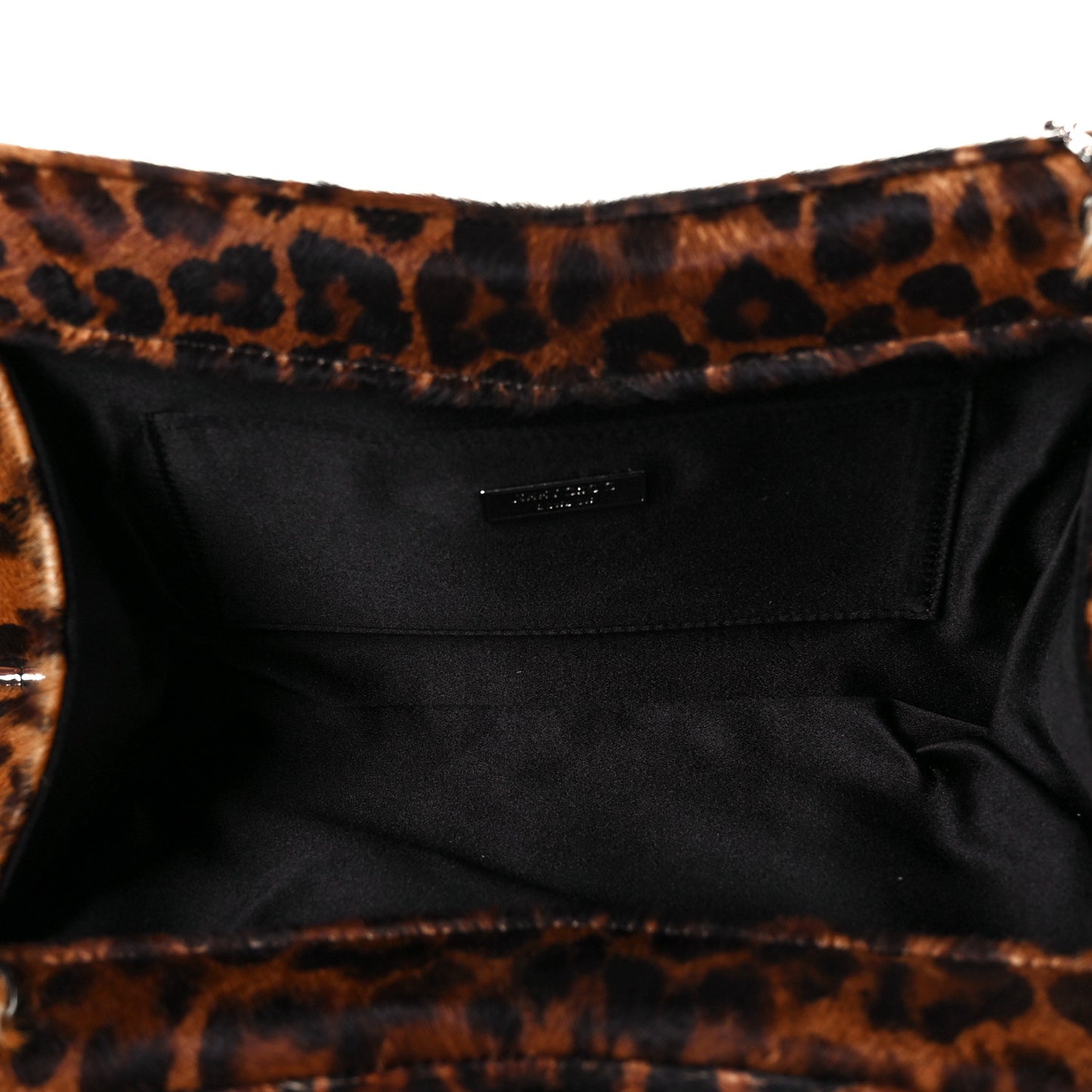 Pony Hair Crystal Venus Clutch Leopard