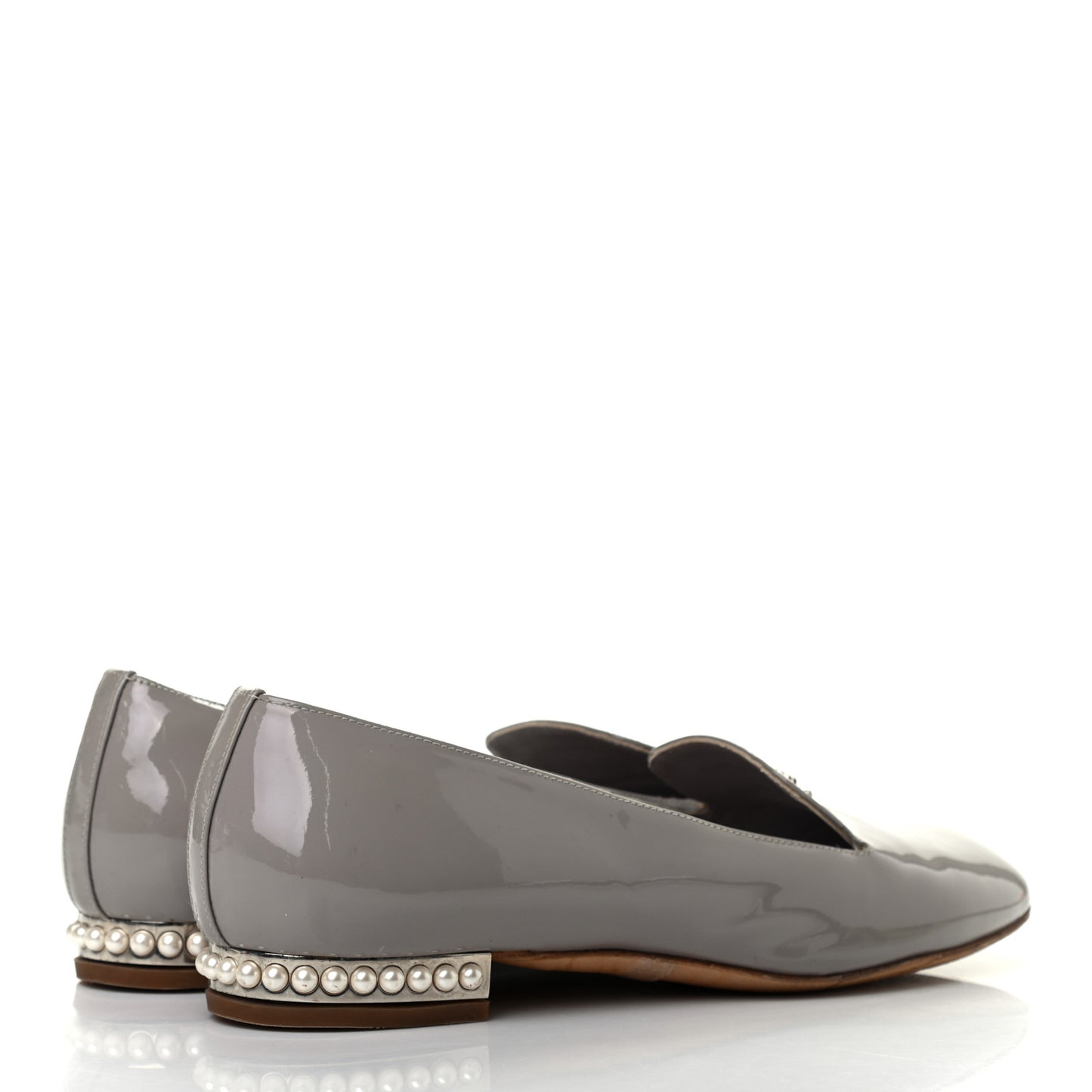 Patent Calfskin Pearl CC Loafers 37 Grey