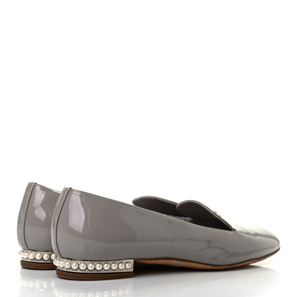 Chanel Patent Calfskin Pearl CC Loafers 37 Grey 4 of 7