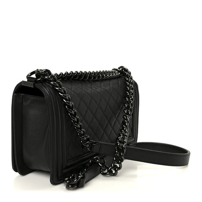 Chanel Calfskin Quilted Medium Boy Flap So Black 3 of 11