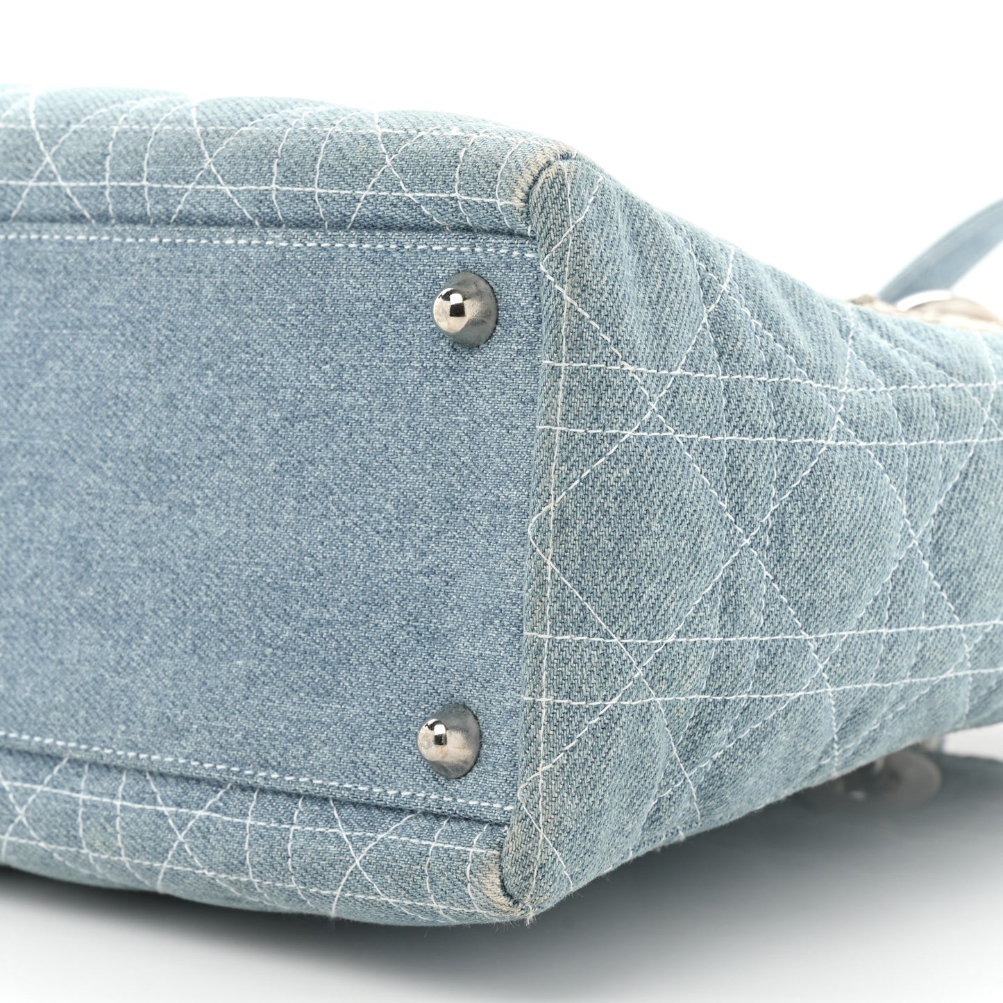 Denim Cannage Large Lady Dior Light Blue