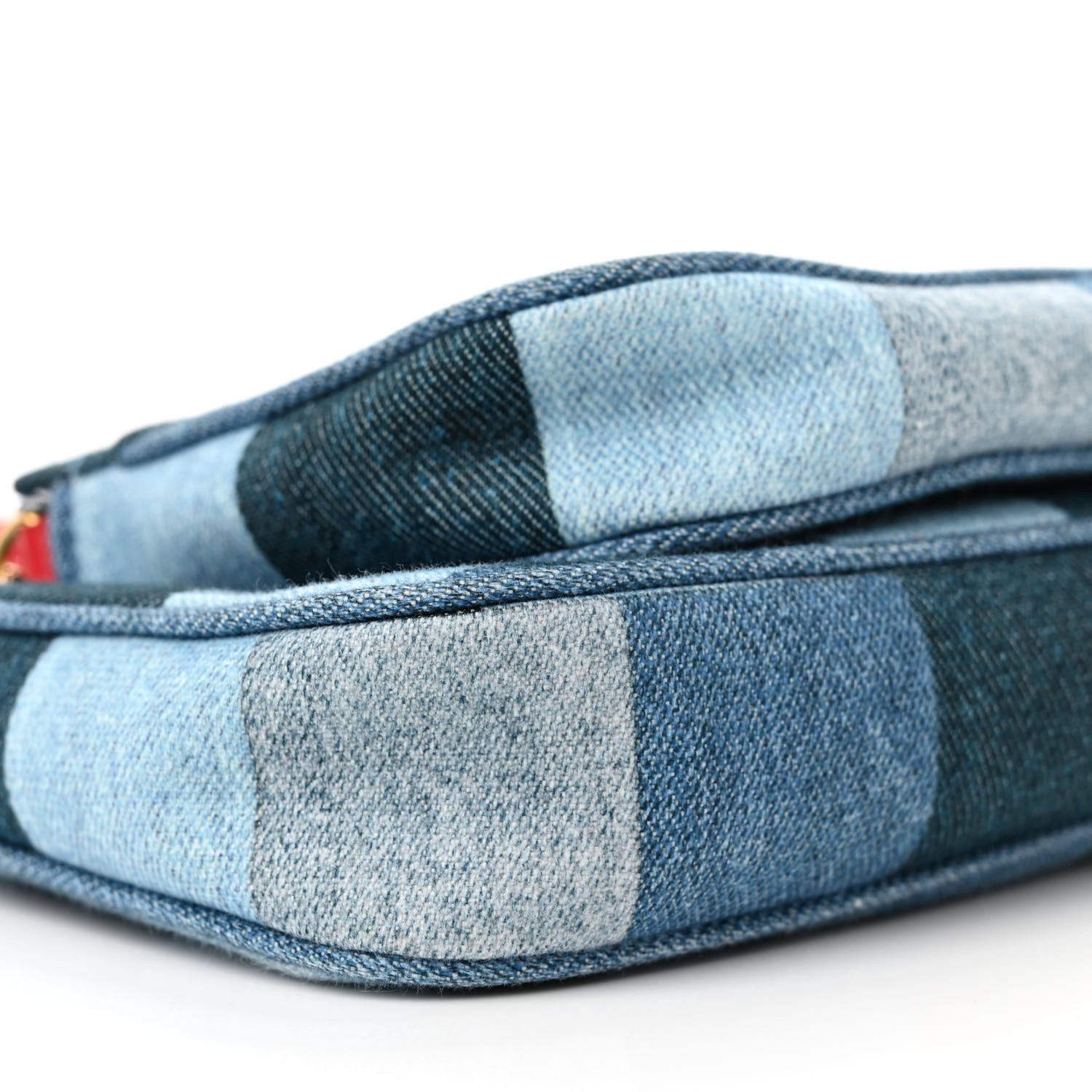 Louis Vuitton Denim Damier Monogram Patchwork Multi Pochette Accessories Blue Rouge 10 of 11