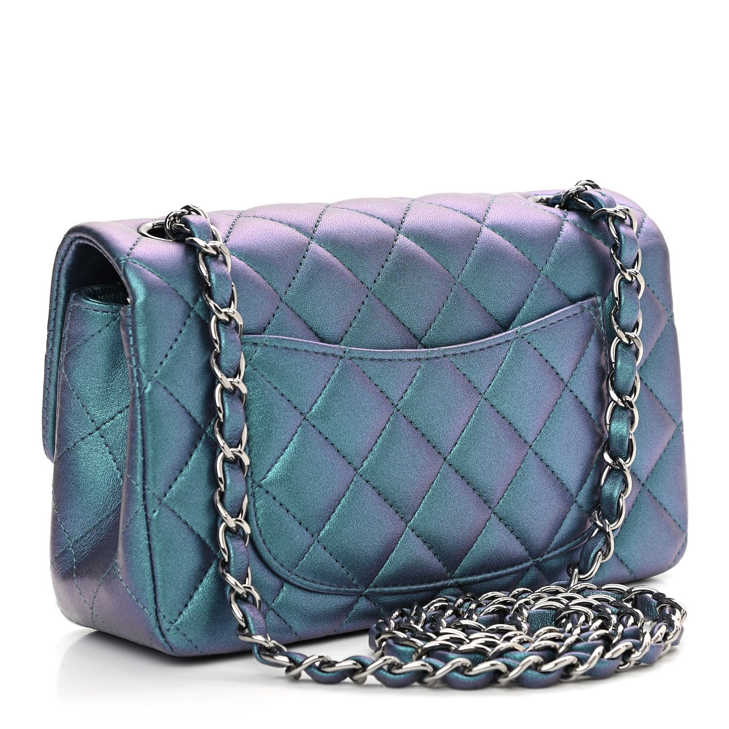Chanel Iridescent Lambskin Quilted Mini Rectangular Flap Turquoise 3 of 10