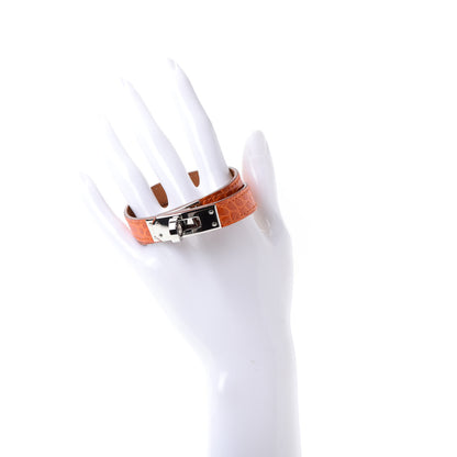 Hermes Shiny Alligator Kelly Double Tour Bracelet S Orange 2 of 4
