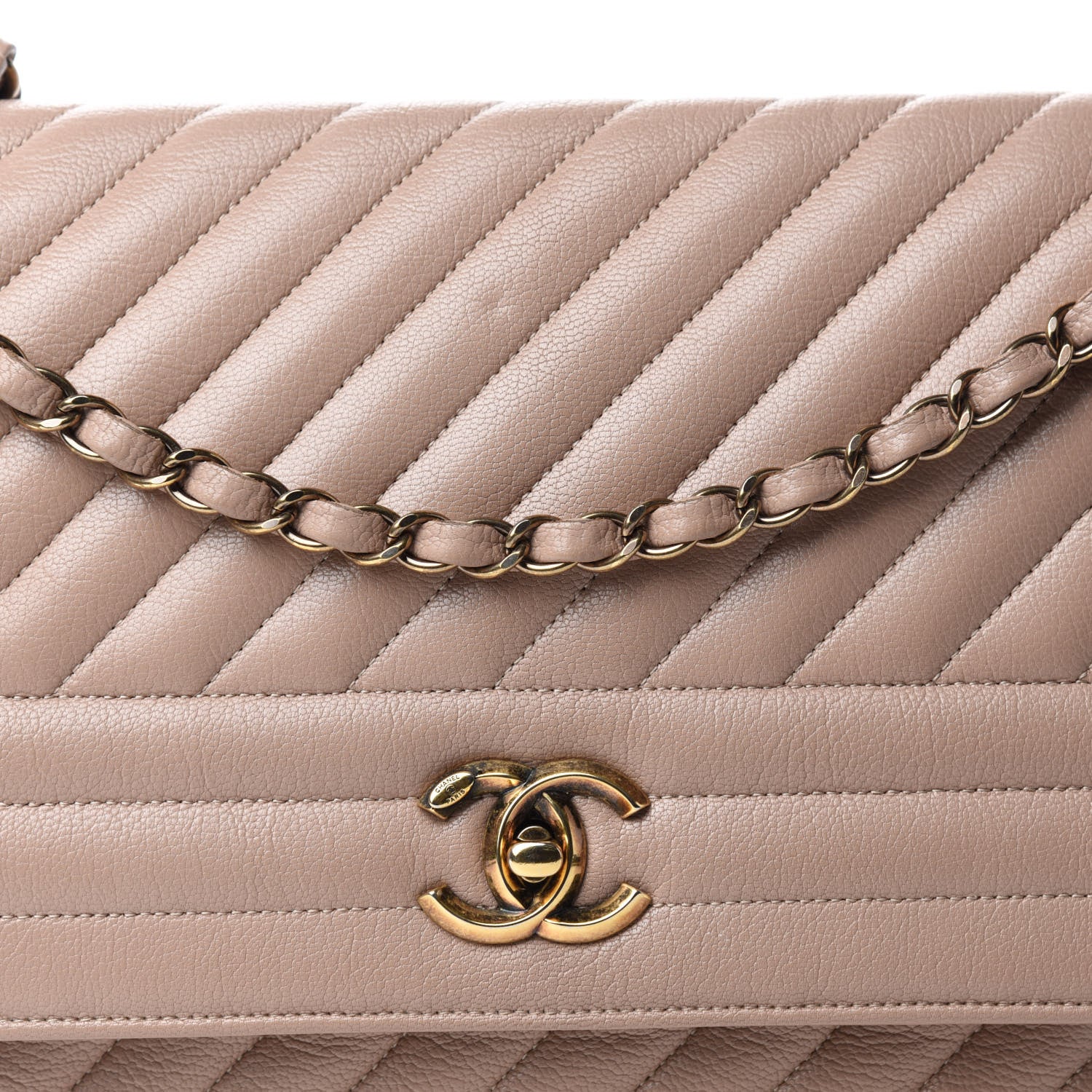 Chanel Shiny Goatskin Diagonal Quilted Medium Flap Light Pink 11 of 11