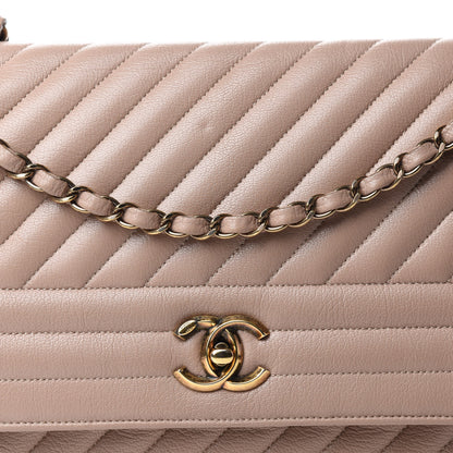 Chanel Shiny Goatskin Diagonal Quilted Medium Flap Light Pink 11 of 11