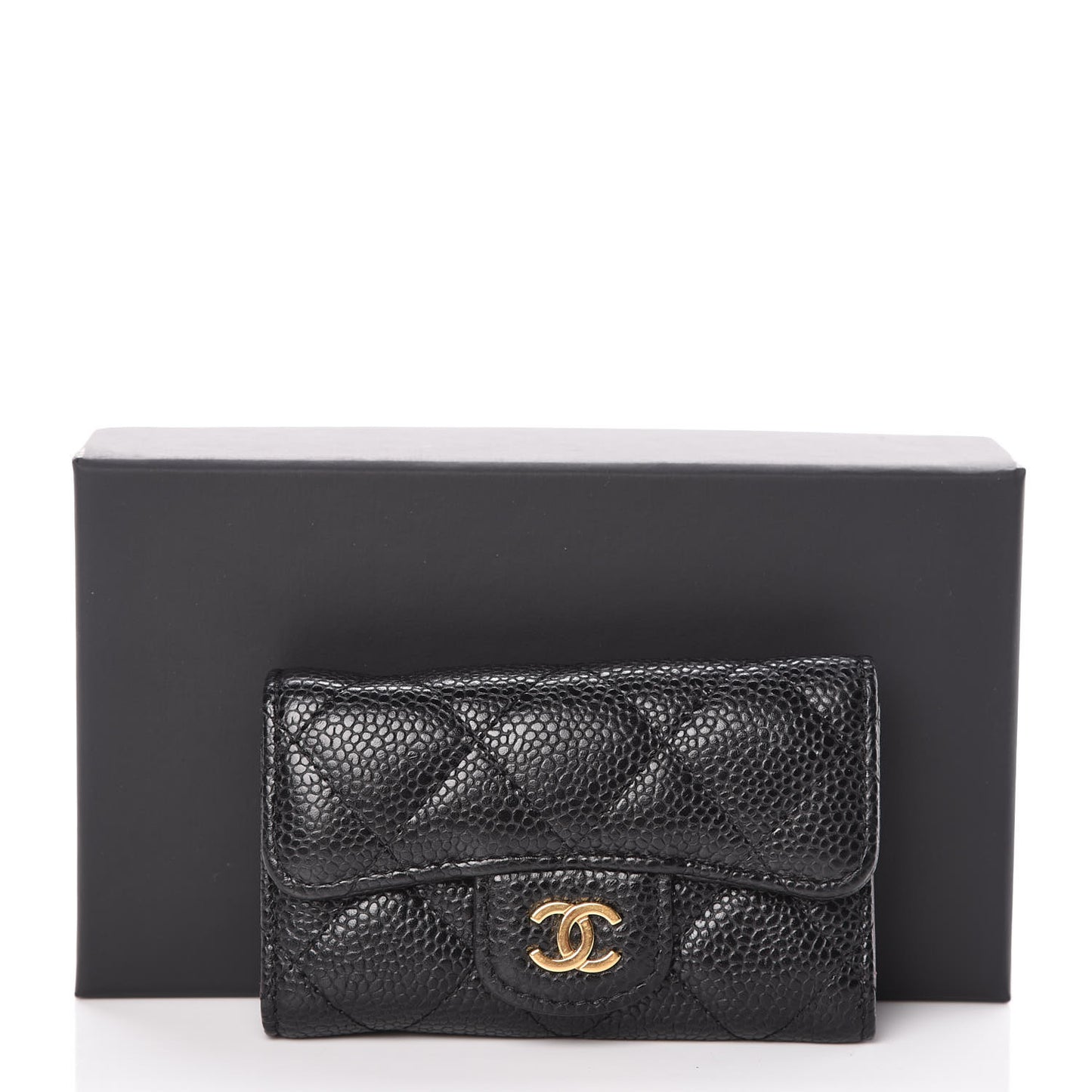 Caviar Quilted 6 Key Holder Black