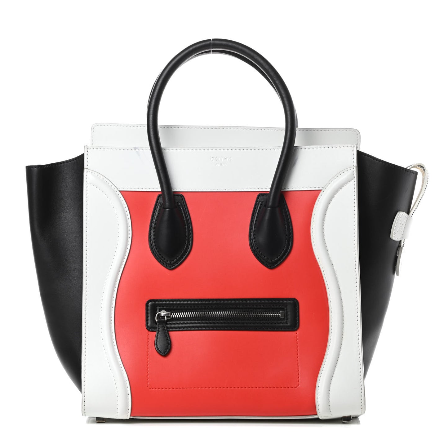 Smooth Calfskin Mini Tri-Color Luggage Vermillion