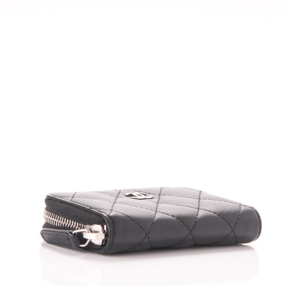 Chanel Lambskin Quilted Zip Around Coin Purse Wallet Black 4 of 7