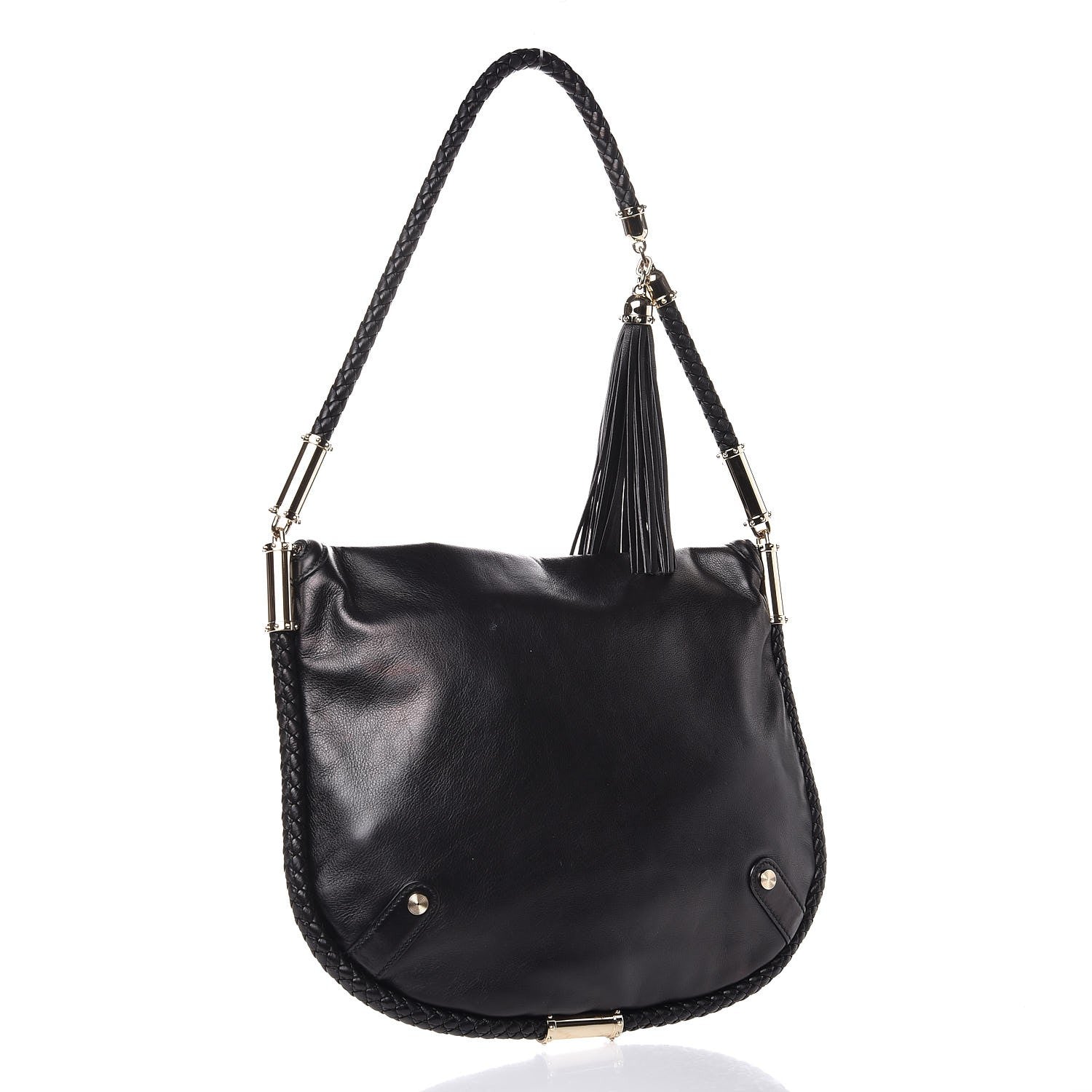 Gucci Calfskin Medium Britt Tassel Shoulder Bag Black 3 of 9