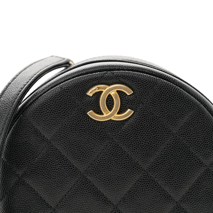 Chanel Caviar Quilted Small Round Bag With Chain Black 7 of 10