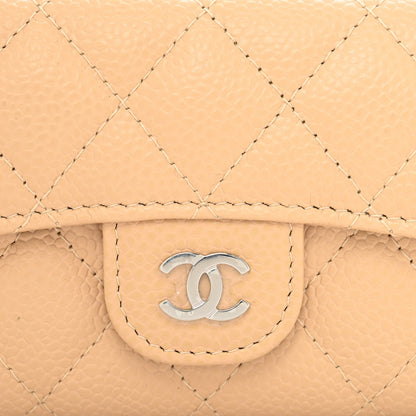 Chanel Caviar Quilted Flap Card Holder Wallet Beige 9 of 9