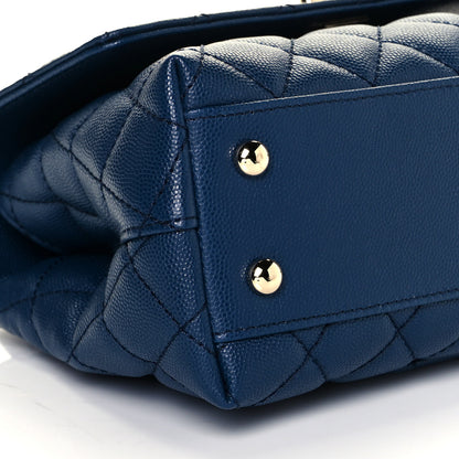 Chanel Caviar Quilted Lizard Embossed Mini Coco Handle Flap Navy Blue 7 of 9