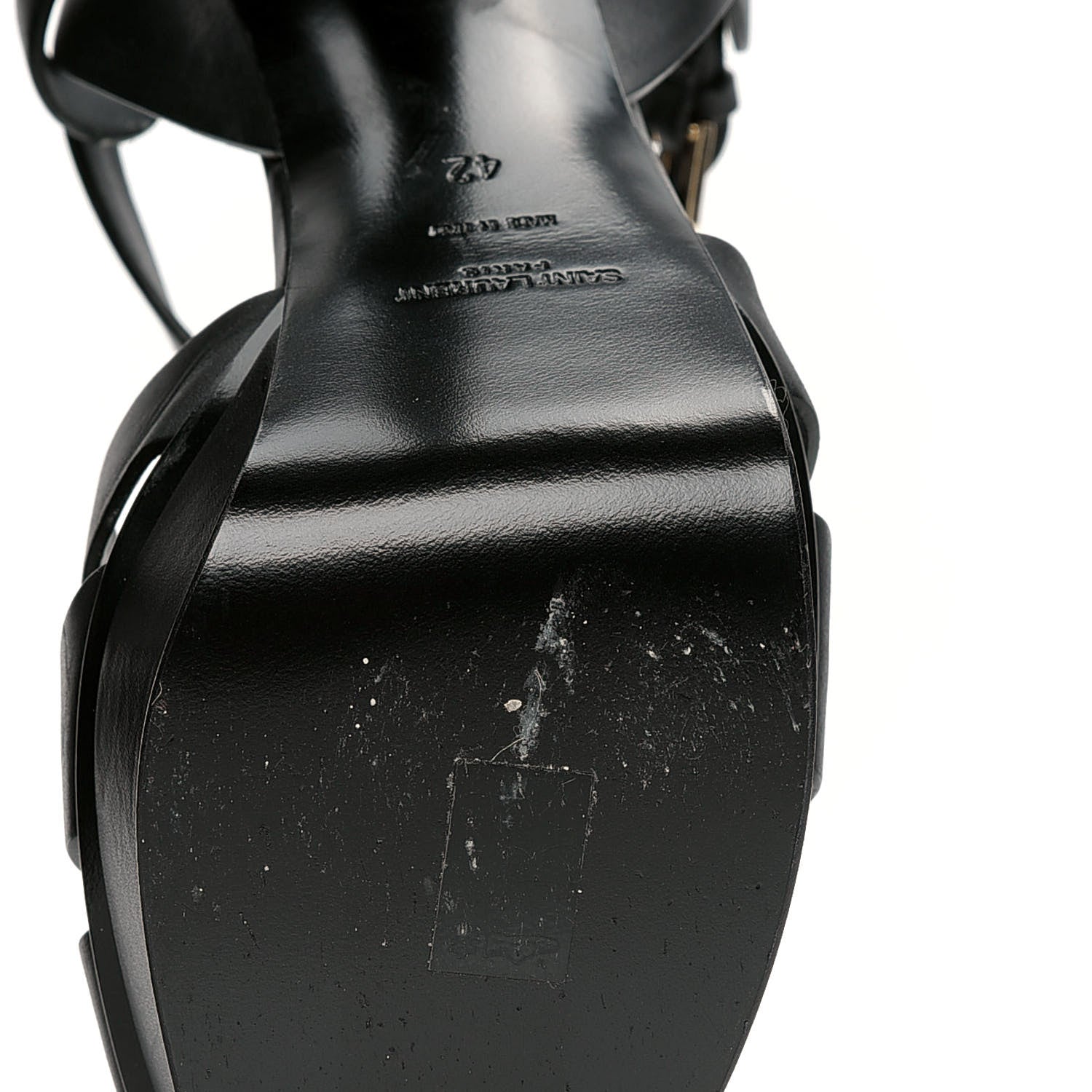 Saint Laurent Calfskin Tribute 105 Platform Sandals 42 Black 10 of 12