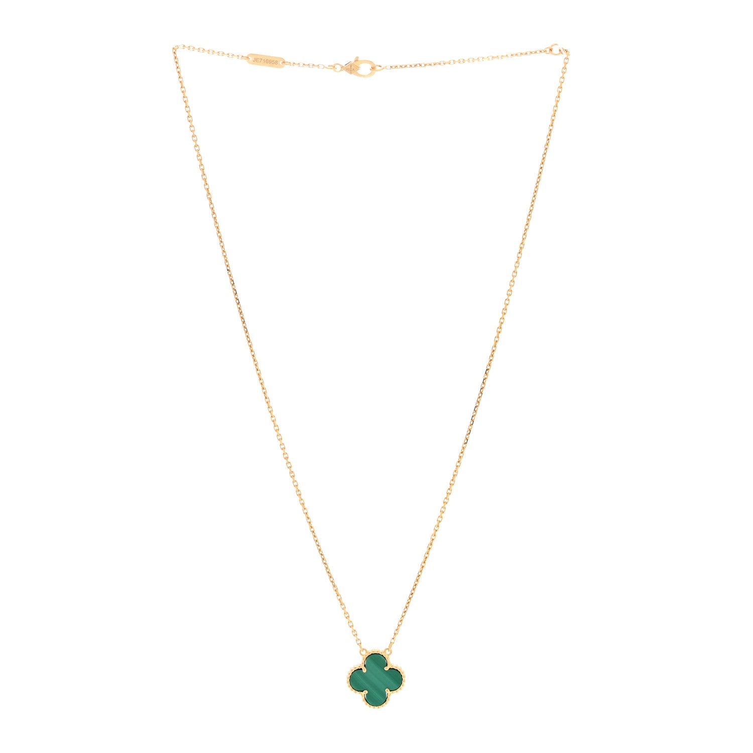 Van Cleef & Arpels 18K Yellow Gold Malachite Vintage Alhambra Pendant Necklace 2 of 3