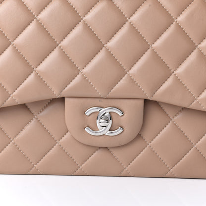 Chanel Lambskin Quilted Jumbo Double Flap Dark Beige 10 of 14
