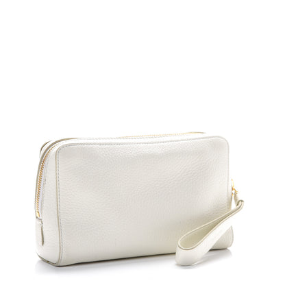 Tom Ford Grained Calfskin Medium Cosmetic Pouch White 2 of 8