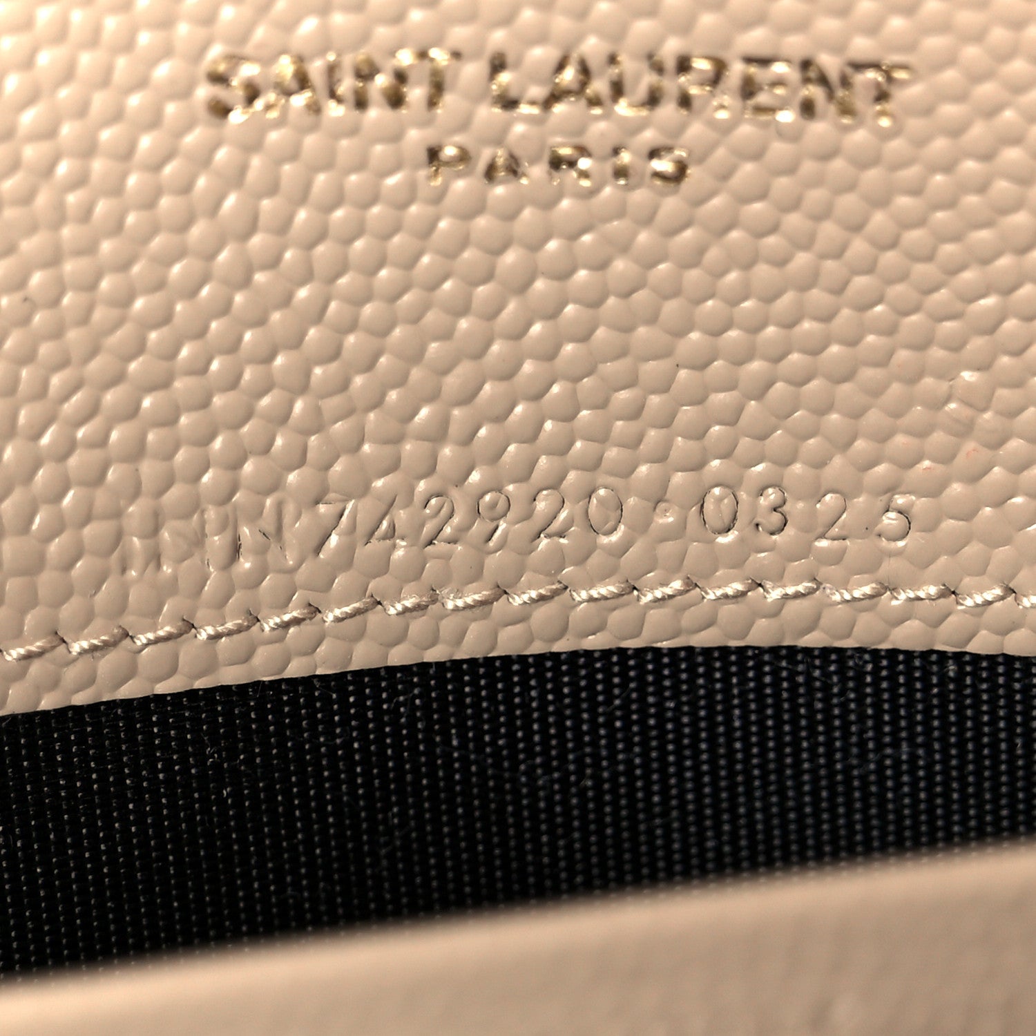 Saint Laurent Grain De Poudre Matelasse Chevron Monogram Envelope Chain Wallet Dark Beige 13 of 19