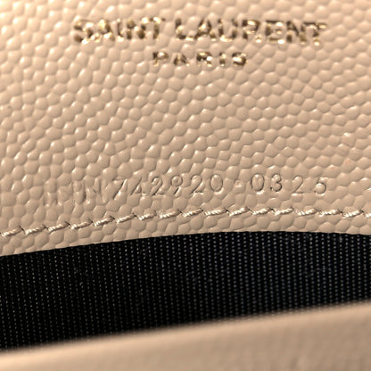 Saint Laurent Grain De Poudre Matelasse Chevron Monogram Envelope Chain Wallet Dark Beige 13 of 19