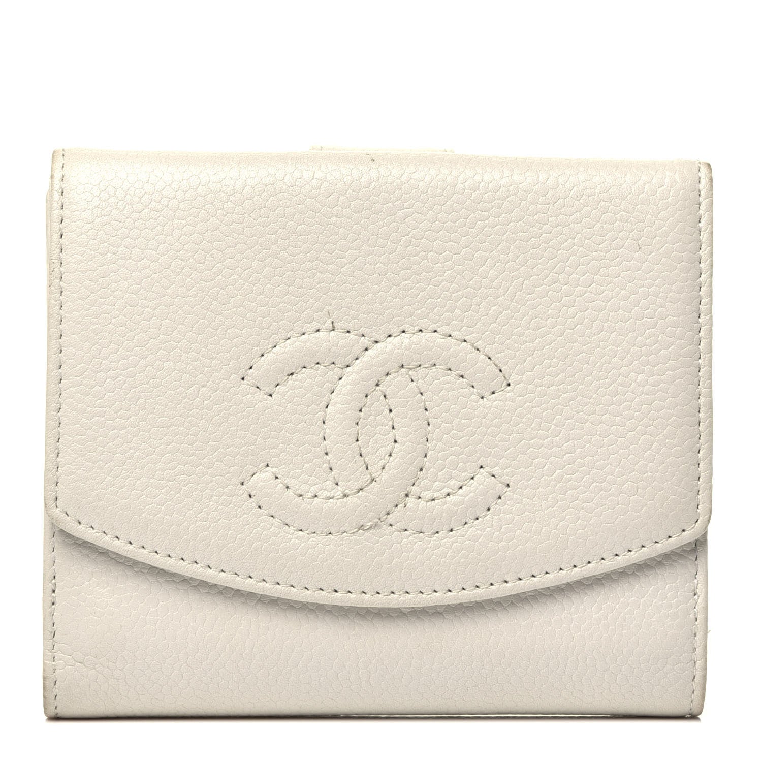 Chanel Caviar Timeless CC Compact Flap Wallet White 1 of 7