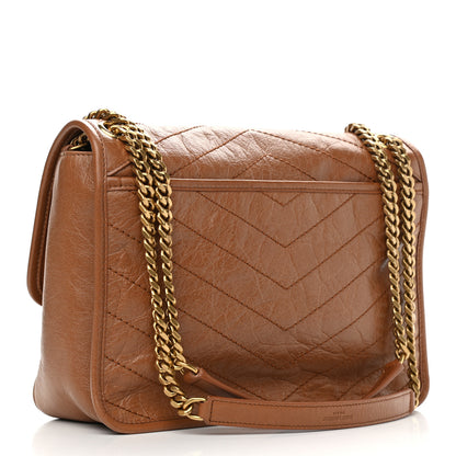Saint Laurent Crinkled Calfskin Matelasse Monogram Medium Niki Chain Satchel Caramel 2 of 12