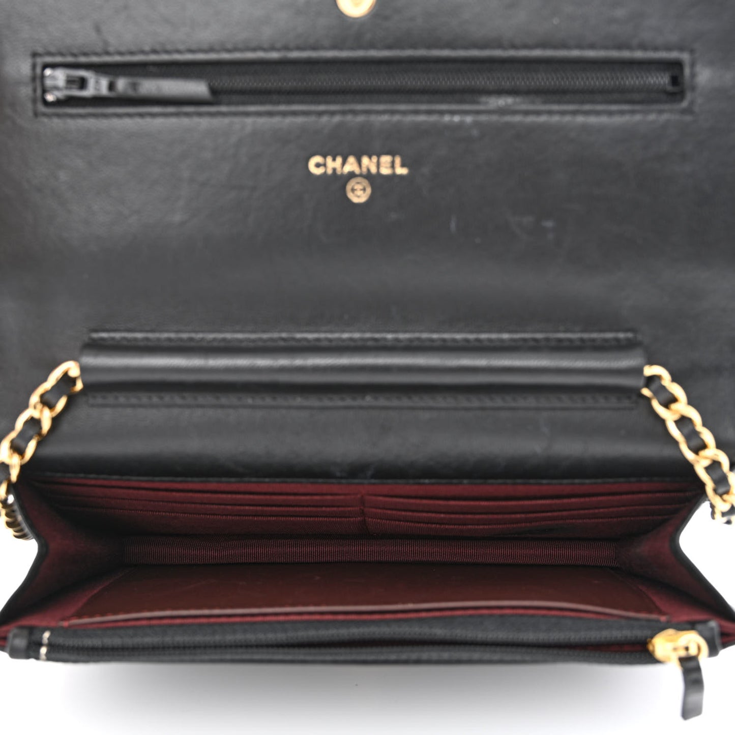 Lambskin Quilted Wallet On Chain WOC Black
