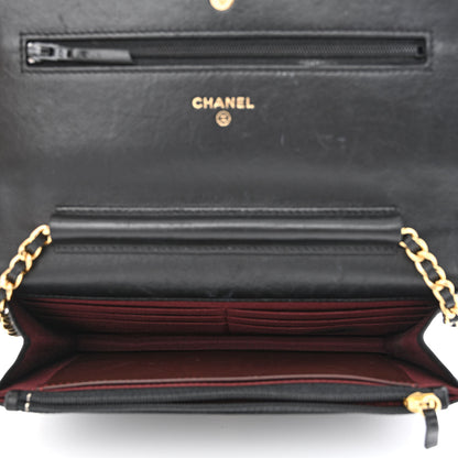 Chanel Lambskin Quilted Wallet On Chain WOC Black 5 of 13