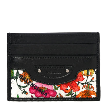 Balenciaga X GUCCI Canvas Azalea Calfskin Flora Logo Print Neo Classic Card Holder White Multicolor Black 1 of 10