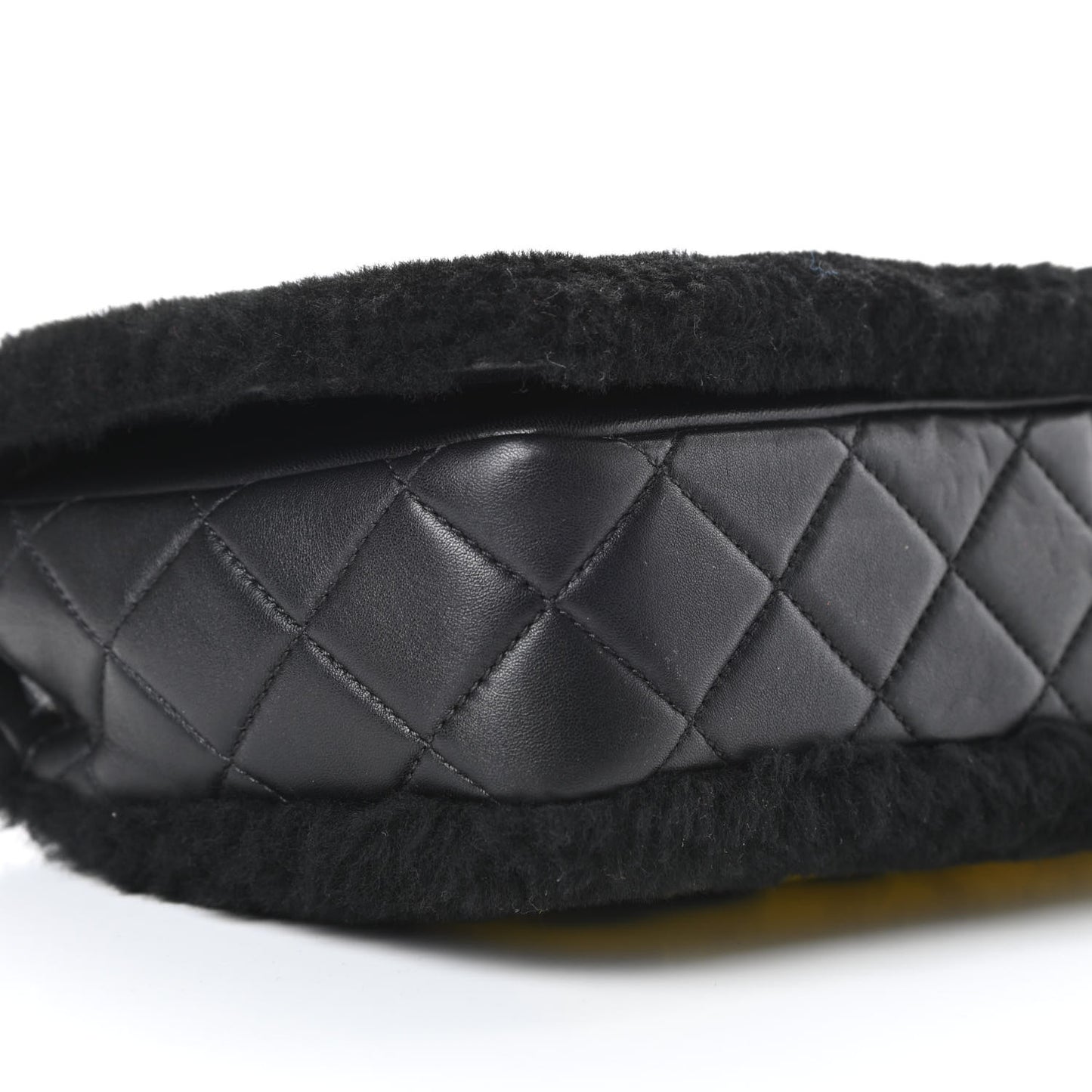 Shearling Lambskin Medium Chanel 100% Flap Black