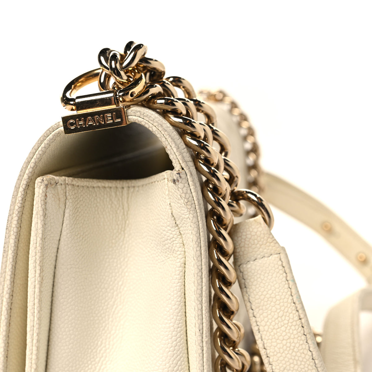 Chanel Caviar Quilted Medium Boy Flap White 14 of 14