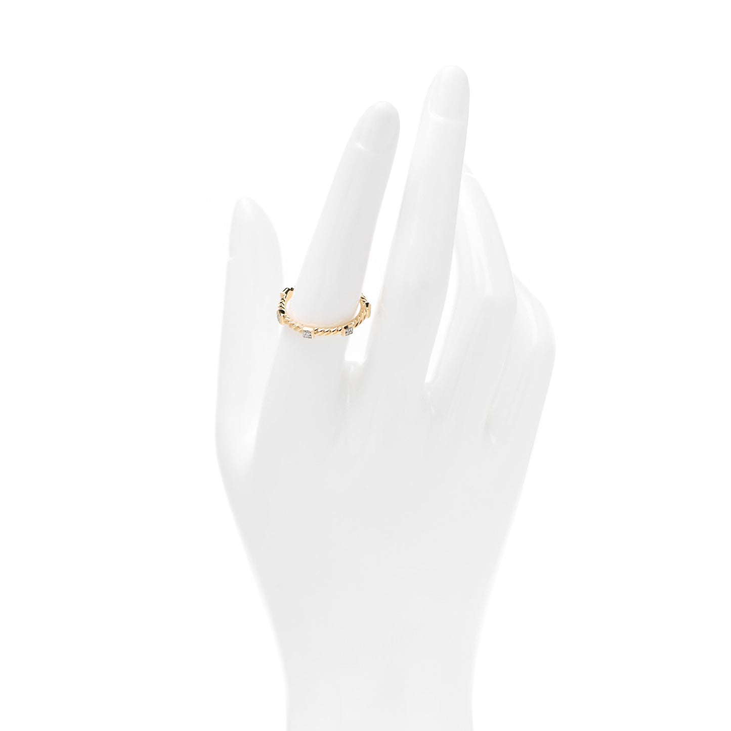 18K Yellow Gold Diamond Cable Collectibles Stack Ring 54 7