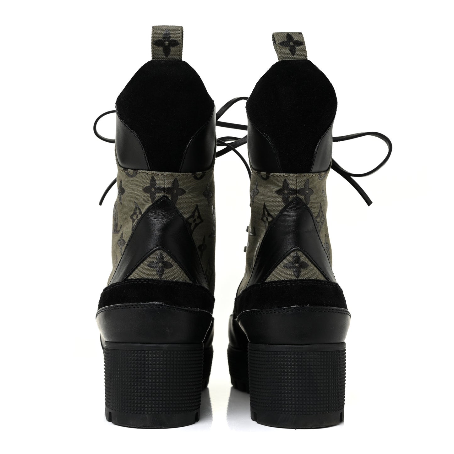Suede Monogram Laureate Platform Desert Boots 41 Kaki Black