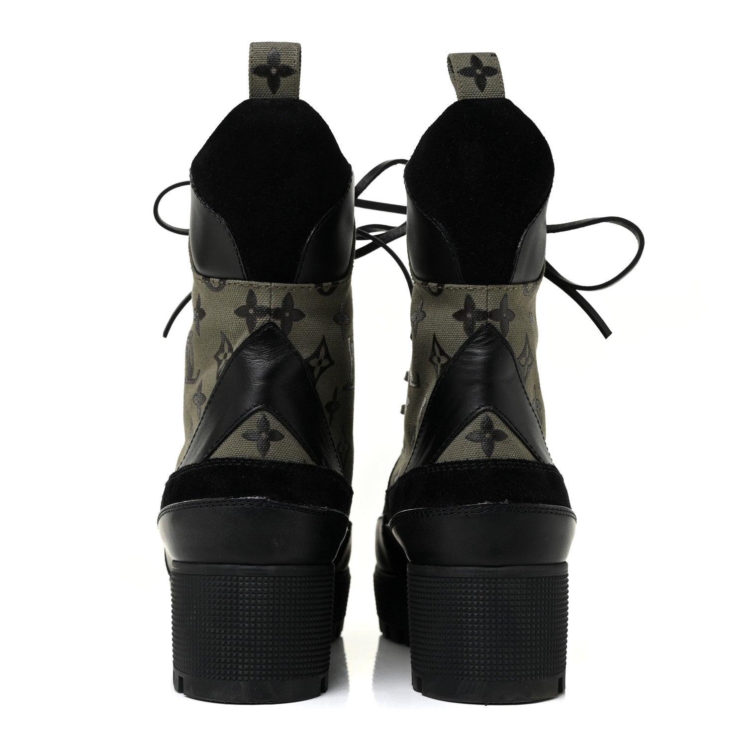 Louis Vuitton Suede Monogram Laureate Platform Desert Boots 41 Kaki Black 4 of 10