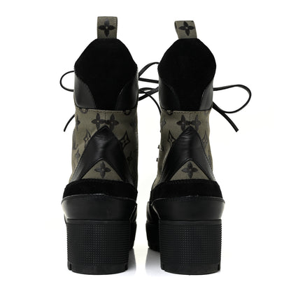 Louis Vuitton Suede Monogram Laureate Platform Desert Boots 41 Kaki Black 4 of 10