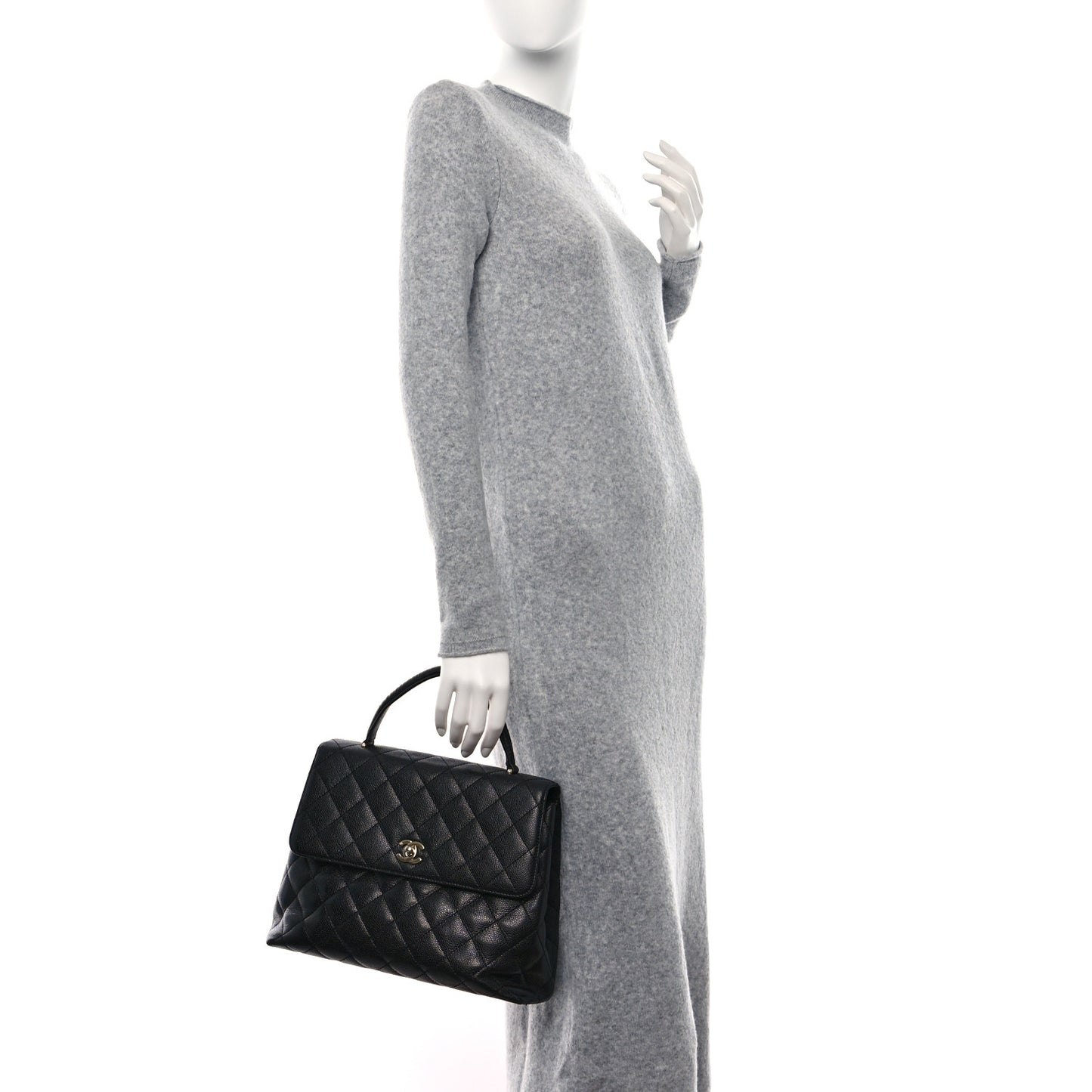 Caviar Quilted Jumbo Kelly Flap Black