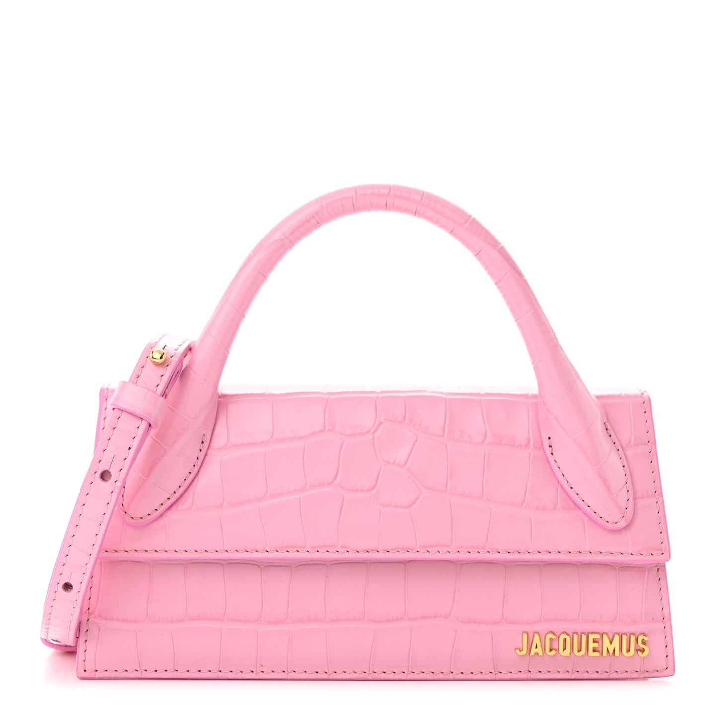 Calfskin Crocodile Embossed Le Chiquito Long Pink