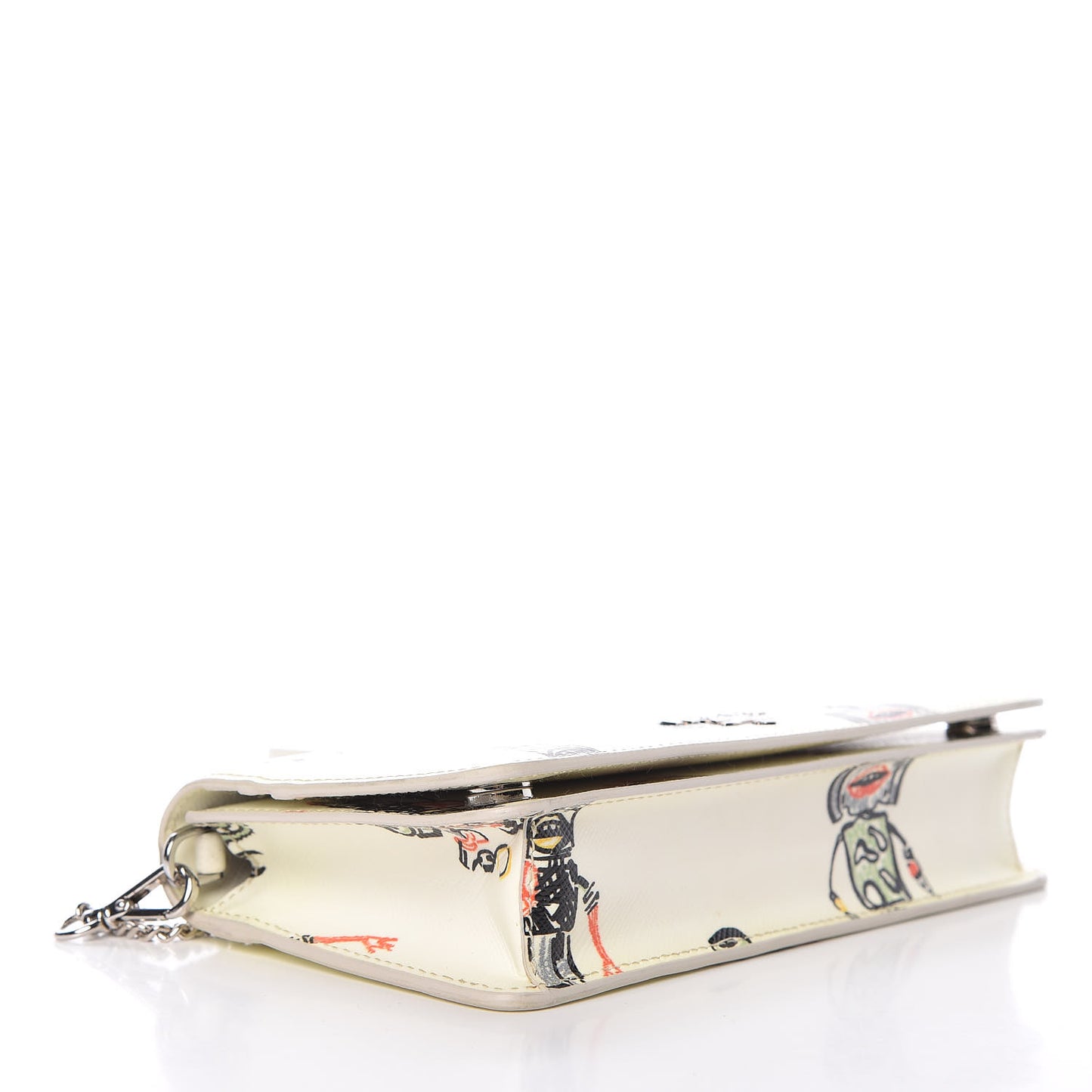 Saffiano Robot Chain Wallet White