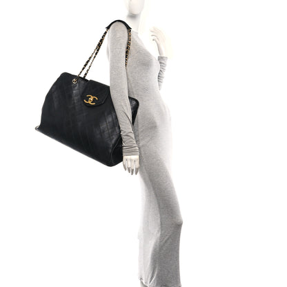 Chanel Calfskin Stitched XL Weekender Black 2 of 10
