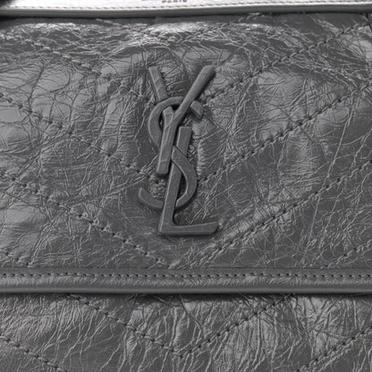 Saint Laurent Crinkled Calfskin Matelasse Monogram Baby Niki Chain Satchel Storm 9 of 13