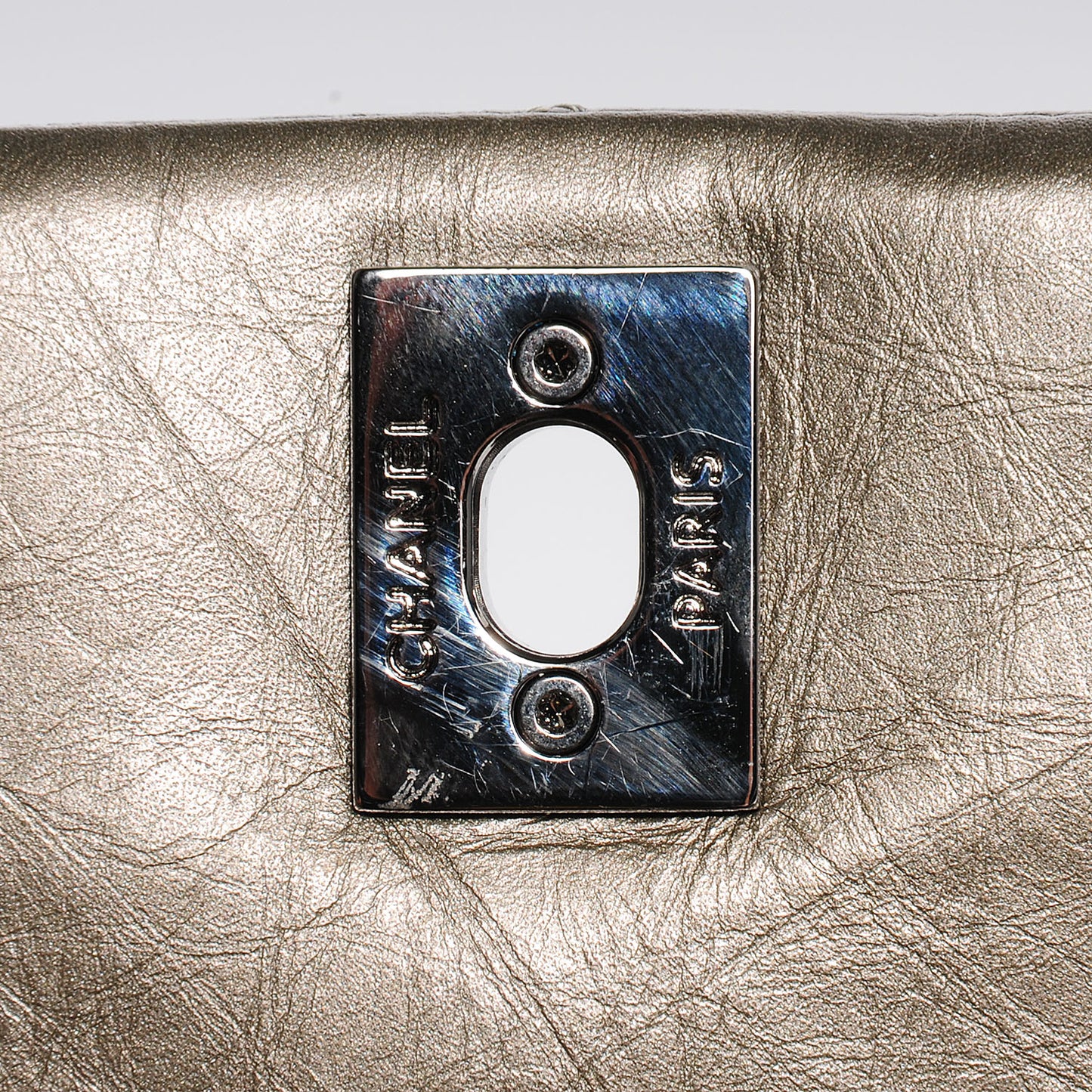 Calfskin Lady Pearly Mini Flap Silver