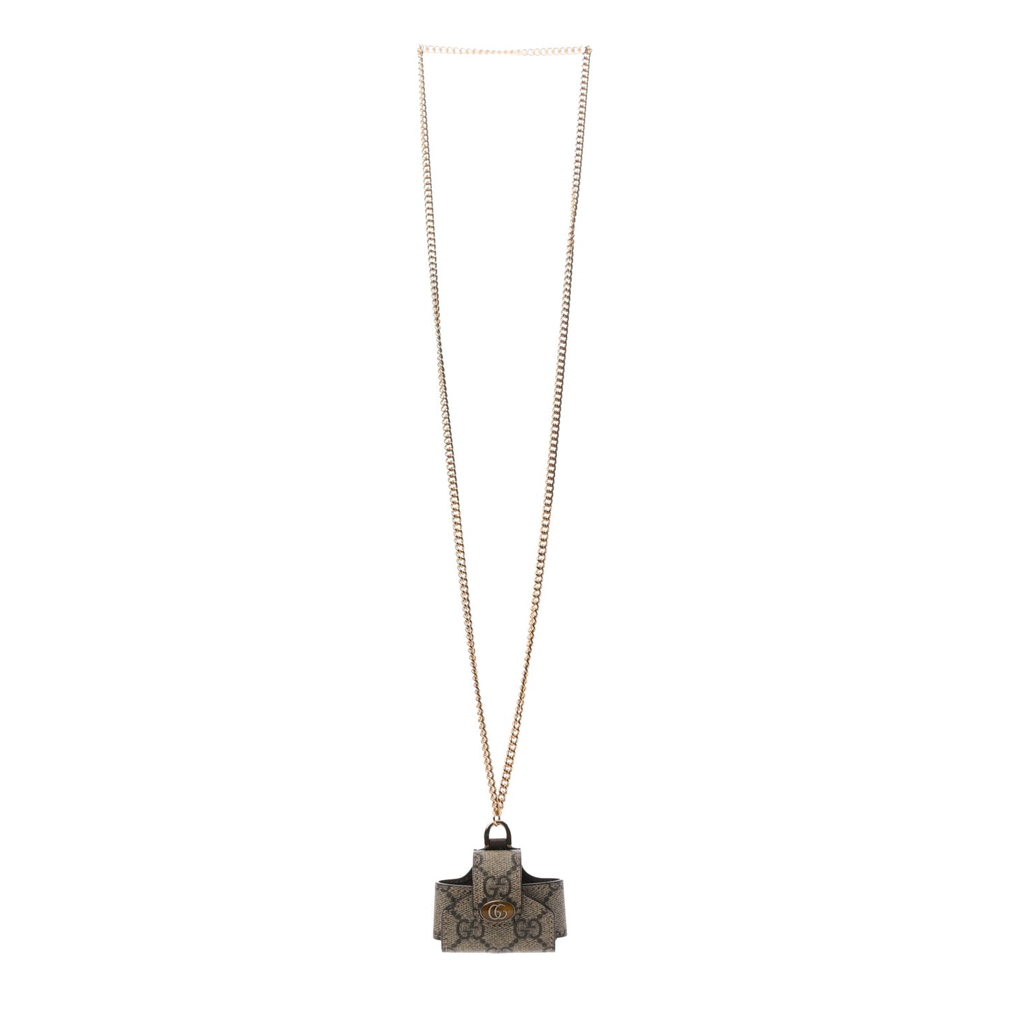 GG Supreme Monogram AirPods Case Neckalce Beige Ebony