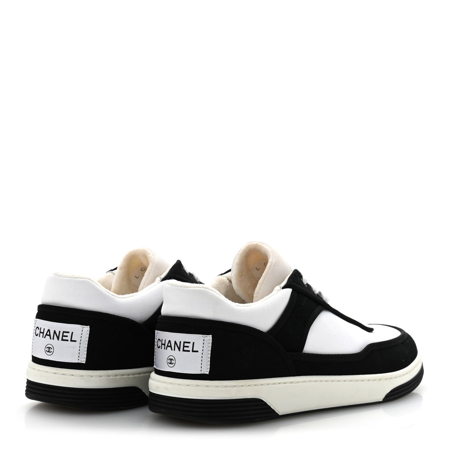Fabric Womens Logo Sneakers 39.5 Black White